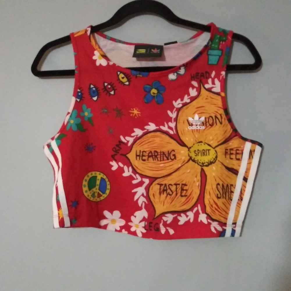 Adidas Pharrell Williams Artist collaboration CropTank Top Size Small Red NWT